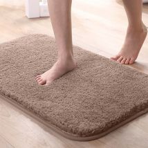 Feiyue - Tapis de sol épais en peluche, tapis de porte de cuisine, de salle de bain, tapis absorbant de salle de bain, marron
