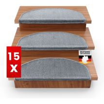 Karat - Tapis d'escalier x 15 pièces London Gris clair 19 x 56 cm Demi-rond