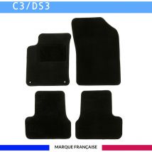 Autosweet - Tapis de voiture - Sur Mesure pour C3 / DS3 (2009 - 2019) - 4 pièces - Tapis de sol antidérapant pour automobile