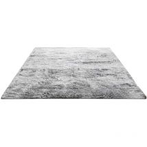 Tapis Uni à grandes Mèches Gris clair 170x230 cm