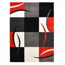 Homemaison - Tapis salon et chambre 200x290 rouge rectangle tissé motif damier comma