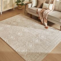 Songmics Home - Tapis de Salon 160 x 230 cm, Tapis de Salon antidérapant, Lavable en Machine, Style Bohème, Beige Cappuccino