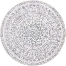 Tapis Décoratif, Tapis Rond de 1,6 m Diamètre pour Chambre, Tapis Antidérapant, pour Salon, Bureau, Canapé, Lavable en Machine, Style Bohème, Gris