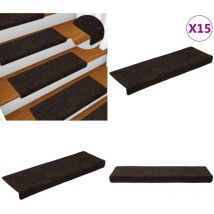 Tapis d'escalier 15 pcs Tissu aiguilleté 65x21x4 cm Marron - Tapis D'escalier - Tapis Marche - Décoration Escalier - Antidérapant - Isolant Phonique