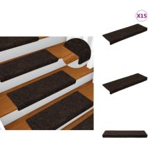 Tapis d'escalier 15 pcs Tissu aiguilleté 65x21x4 cm Marron - Tapis D'escalier - Tapis Marche - Décoration Escalier - Antidérapant - Isolant Phonique