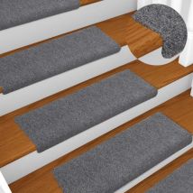 Youthup - fimei Tapis d'escalier 15 pcs Tissu aiguilleté 65x25 cm Gris clair