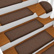 Tapis d'escalier 15 pcs,Marchettes d'escalier,Protections d'escalier 65x21x4 cm Marron CFW25859