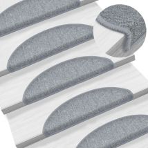 Décoshop26 - Tapis d'escalier 15 pièces Gris clair 56x17x3 cm DEC023547