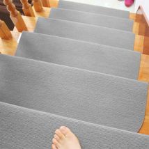 Jeobest - Tapis d'escalier auto-adhésif 15 pcs 65 x 21 x 4 cm Gris clair