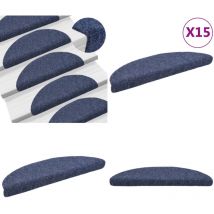 Tapis d'escalier auto-adhésif Poinçon aiguilleté 15 pcs Bleu - Tapets D'escaliers - Tapis D'escalier Auto-adhésif - Tapis Antidérapant Escalier
