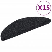 Homemiyn - inlife Tapis d'escalier auto-adhésif Poinçon aiguilleté 15 pcs Noir