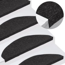Tapis d'escalier autocollants 15 pcs,Marchettes d'escalier,Protections d'escalier 65x22,5x3,5 cm Noir CFW84283