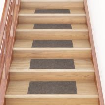 Tapis d'escalier autocollants Rectangulaire 15 pcs,Marchettes d'escalier,Protections d'escalier 60x25cm Crème CFW92713