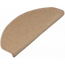 Floordirekt - Tapis d'escalier Dynasty Velours Marron clair Demi-circulaire 23,5 x 65 cm