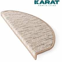 Floordirekt - Tapis d'escalier Geneva Beige 23,5 x 65 cm Demi-rond