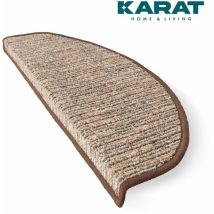 Floordirekt - Tapis d'escalier Geneva Marron 23,5 x 65 cm Demi-rond