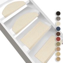 Floordirekt - Tapis d'escalier Pure Nature Demi-circulaire Ivoire 23,5 x 65 cm