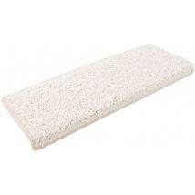 Karat - Tapis d'escalier Shaggy Barcelona Crème Rectangulaire 23,5 x 65 cm