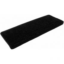 Karat - Tapis d'escalier Shaggy Barcelona Noir Rectangulaire 23,5 x 65 cm