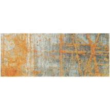 Wash+dry - Tapis salon et chambre 80x200 orange rectangle tissé motif abstrait rustic