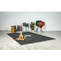 Hellocarpet - Tapis design avec franges rayé à courtes mèches Anir Vert onyx 120x170