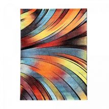 Unamourdetapis - Tapis salon et chambre 100x100 rouge et vert carré tissé motif géométrique steyre