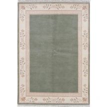 Luxor - Tapis salon et chambre en laine 70x140 vert rectangle fait main motif simple napissa