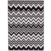 Tapis salon et chambre 60x110 noir rectangle tissé motif géométrique AF1 VAGUES