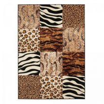 Unamourdetapis - Tapis salon et chambre 160x225 beige rectangle tissé motif animaux AF1 savana