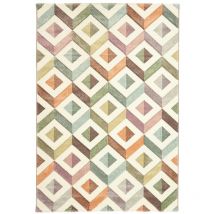 Dezenco - Tapis Chambre 60x110 pastel et orange rectangle tissé