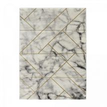 Jadorel - Tapis salon et chambre 120x170 gris et or rectangle tissé motif abstrait marbli