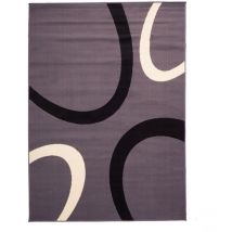 Dezenco - Tapis chambre 80x150 gris rectangle tissé motif rond AF1 tempo