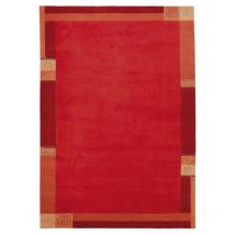 Luxor - Tapis salon et chambre en laine 70x140 rouge rectangle fait main motif simple limana