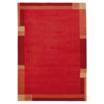 Luxor - Tapis salon et chambre en laine 90x160 rouge rectangle fait main motif simple limana