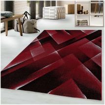 Allotapis - Tapis design graphique à courtes mèches Choucas Rouge 200x290