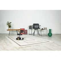 Hellocarpet - Tapis design graphique rectangle Taza Beige argenté 120x170