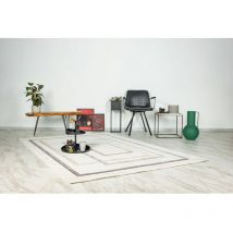 Hellocarpet - Tapis design graphique rectangle Taza Beige argenté 200x290