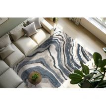 Deladeco - Tapis design intérieur abstrait Byra Bleu 80x150