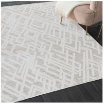 Allotapis - Tapis design intérieur courtes mèches Elena Beige crème 160x230