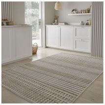 Tapis design plat lavable en machine graphique Elton Beige 200x320