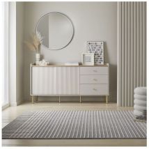 Flair Rugs - Tapis design plat lavable en machine graphique Elton Gris 200x320