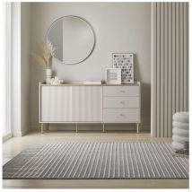 Flair Rugs - Tapis design plat lavable en machine graphique Elton Gris 80x160