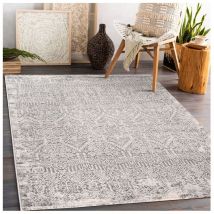 Allotapis - Tapis design rayé rectangle intérieur Persane Gris 160x230