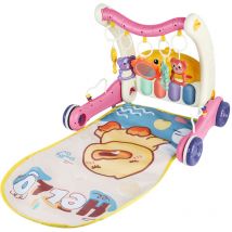 Tapis d'éveil 2 en 1 pour bébé, équipement de jeu pour bébé, avec piano musical et lumières, de 0 à 12 mois, rose