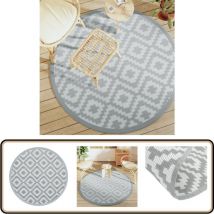 Tapis d'extérieur ARAKIL gris Ø160 cm PP - Tapis Exterieur - Tapis De Jardin - Tapis Design - Tapis Rectangulaire - Tapis Rond