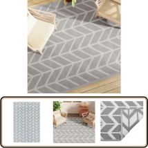 Tapis d'extérieur ARAKIL Gris 190x290 cm PP - Tapis Exterieur - Tapis De Jardin - Tapis Design - Tapis Rectangulaire - Tapis Reversible