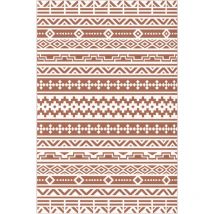 Tapis d'extérieur réversible motif graphique dim. 1,8 x 2,7 m sac transport inclus terracotta beige