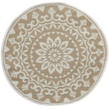 Aubry Gaspard - Tapis d'extérieur rond en polypropylène D150 cm Mandala - Beige