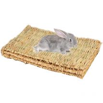 3 Pièces Tissées à la Main Tapis d'herbe pour Lapins, Jouets à Naturels pour Petits Animaux pour Lapins Cochon d'Inde Hamster Chinchilla