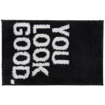 Dkd Home Decor - Tapis noir en microfibre You Look Good (50 x 80 x 80 Cm)
